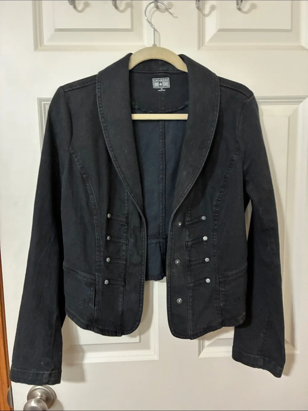 Converse All Star Women's Black Denim Military-Style Jean Jacket